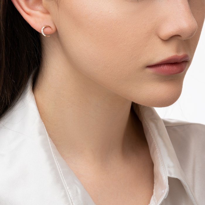 Золоті пусети з фіанітами. Артикул 23187/01/0/75