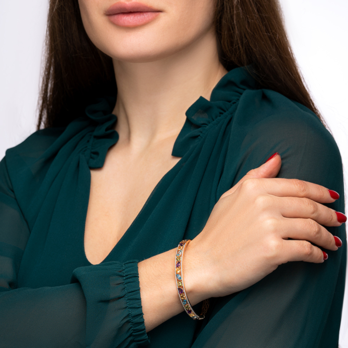 Золотой браслет с миксом камней. Артикул 7105/01/1/5701