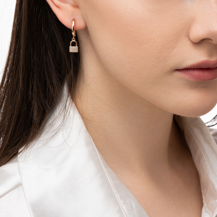 Золоті сережки-конго з фіанітами. Артикул 23179/01/0/1