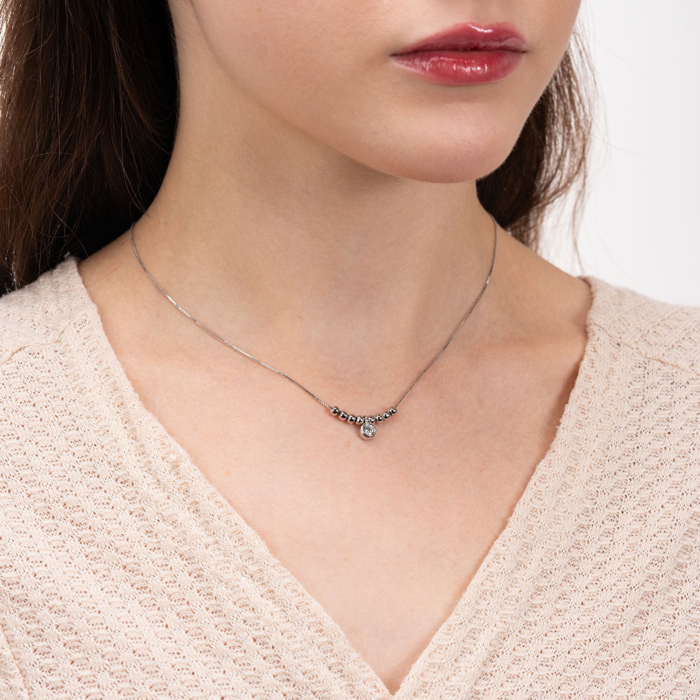 Серебряное колье с фианитом. Артикул EN03308-K/12/1