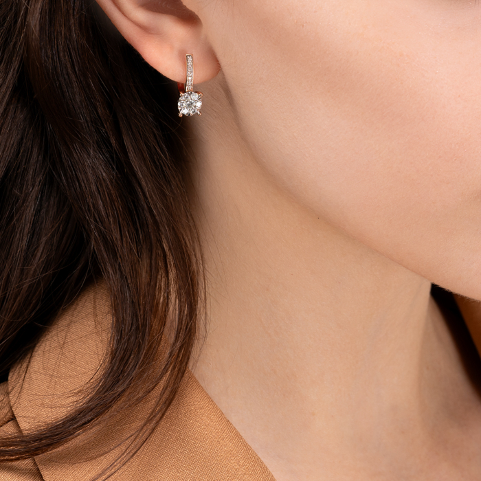 Золоті сережки з діамантами. Артикул 520040/14/1/8117