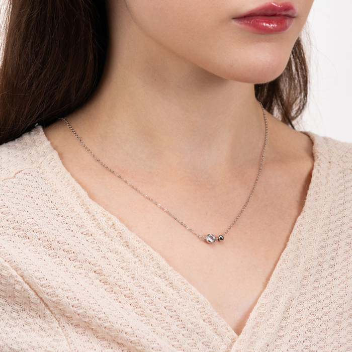 Серебряное колье с фианитом. Артикул JC01264-K/12/1