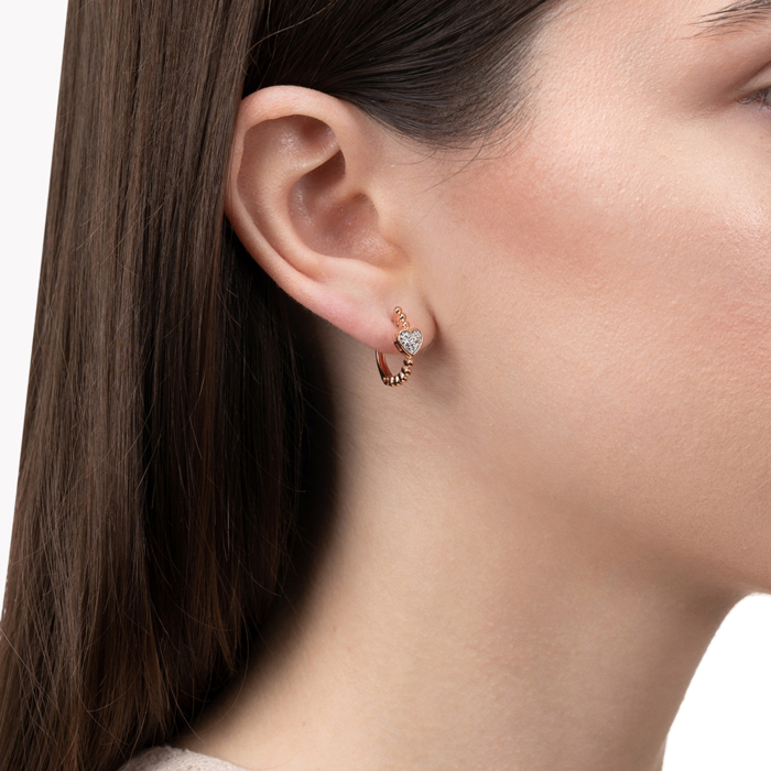 Сережки з червоного золота з сердечками  23795/01/1/13