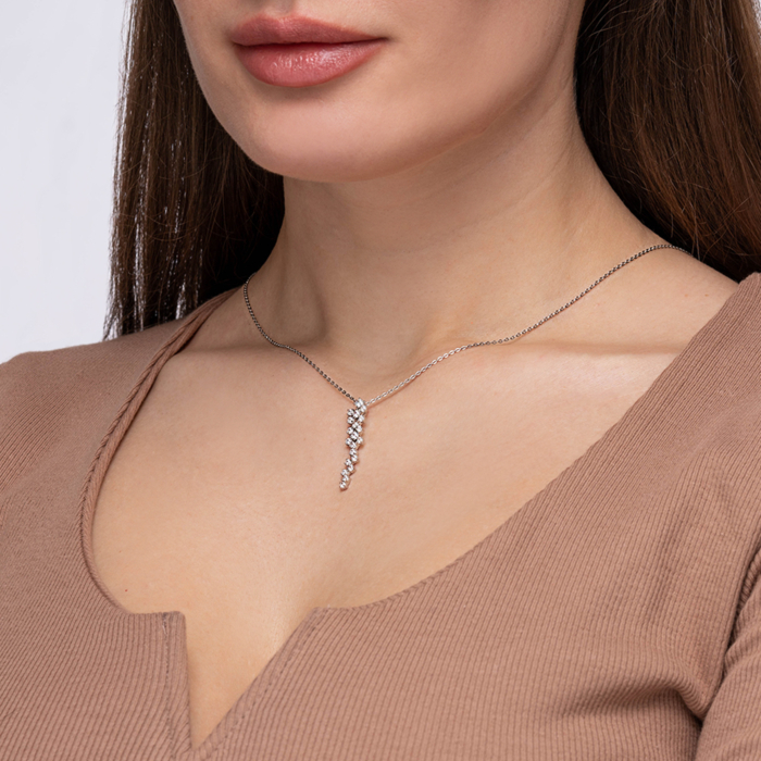 Срібна підвіска з фіанітами. Артикул MP14466A-P/12/1