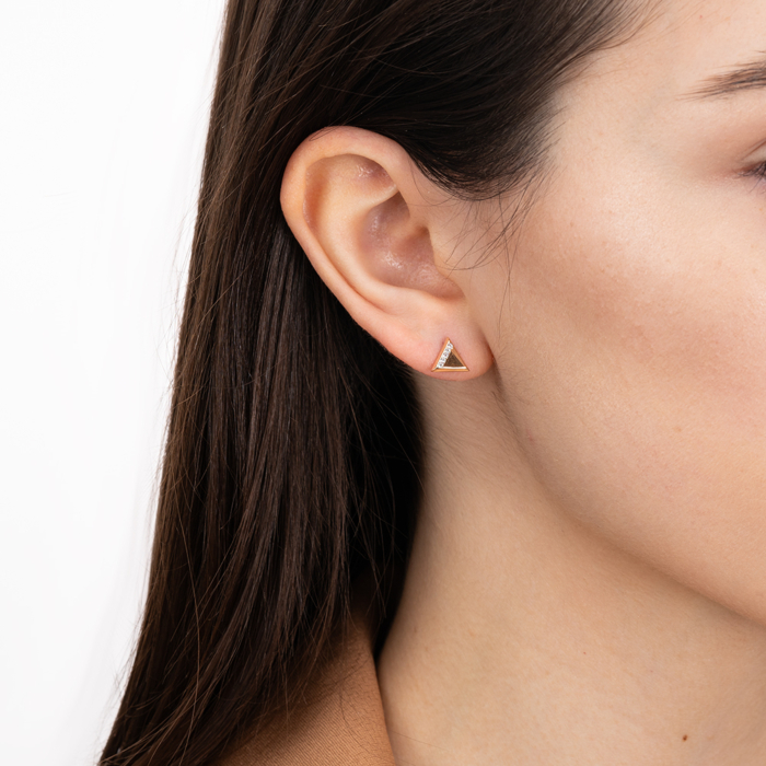 Золотые пуссеты с фианитами. Артикул 23563/01/1/1