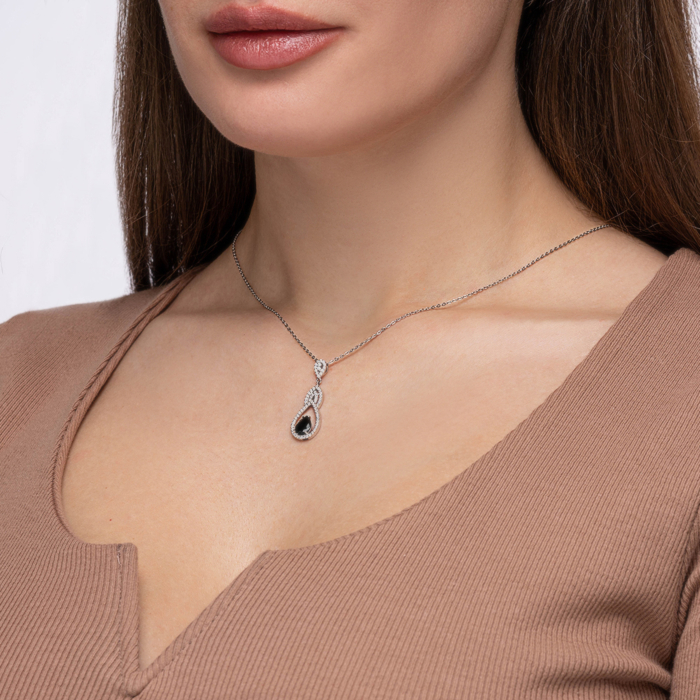 Срібна підвіска з фіанітами. Артикул MP14464A-P/12/7