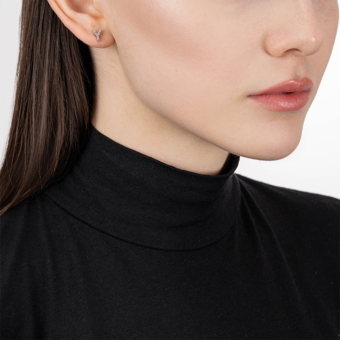 Срібні пусети з фіанітами. Артикул OE04146A-E/12/1