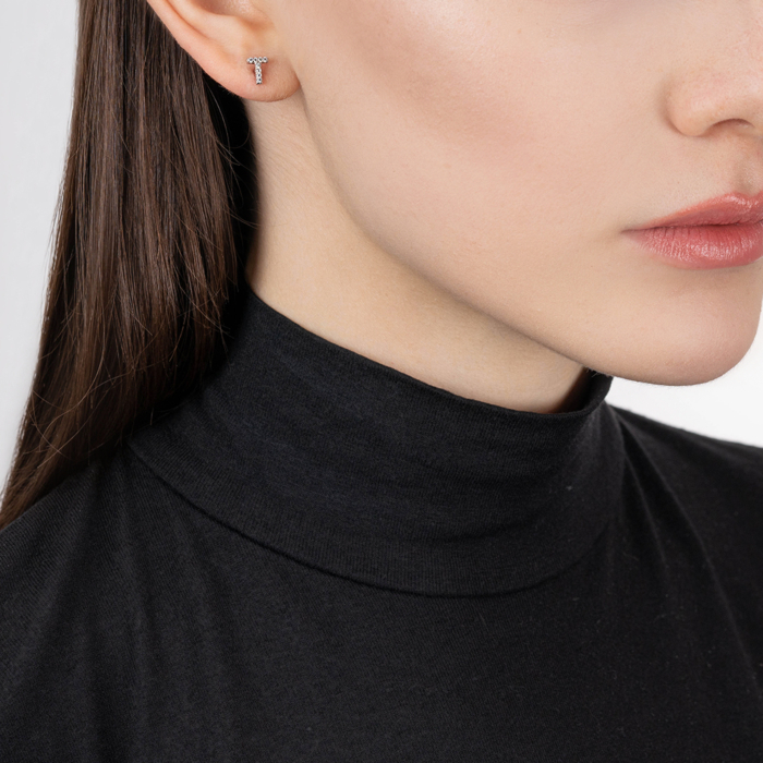 Срібні пусети з фіанітами. Артикул OE04141A-E/12/1