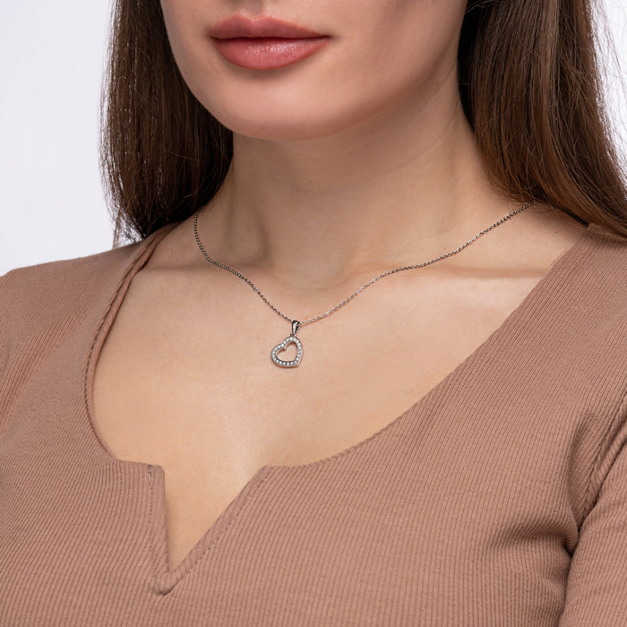 Срібна підвіска з фіанітами. Артикул F-117-P/12/1