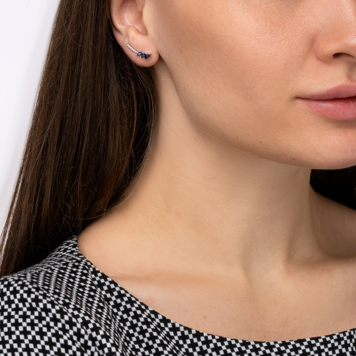 Золотые каффы с сапфирами и бриллиантами. Артикул 520148/02/1/8729