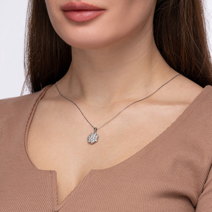 Срібна підвіска з фіанітами. Артикул F-118-P/12/1