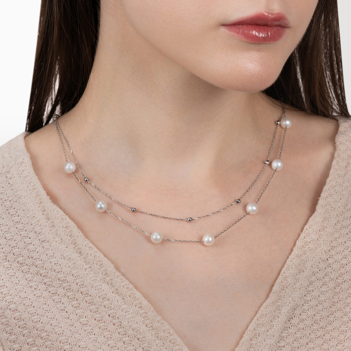 Золоте кольє з перлами. Артикул F-K-4040-K/02/21050