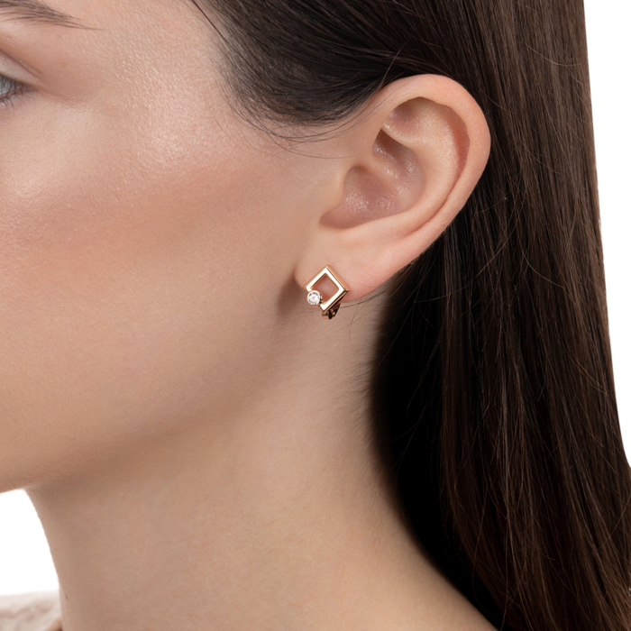 Золотые серьги с фианитом. Артикул 23069/01/0/171