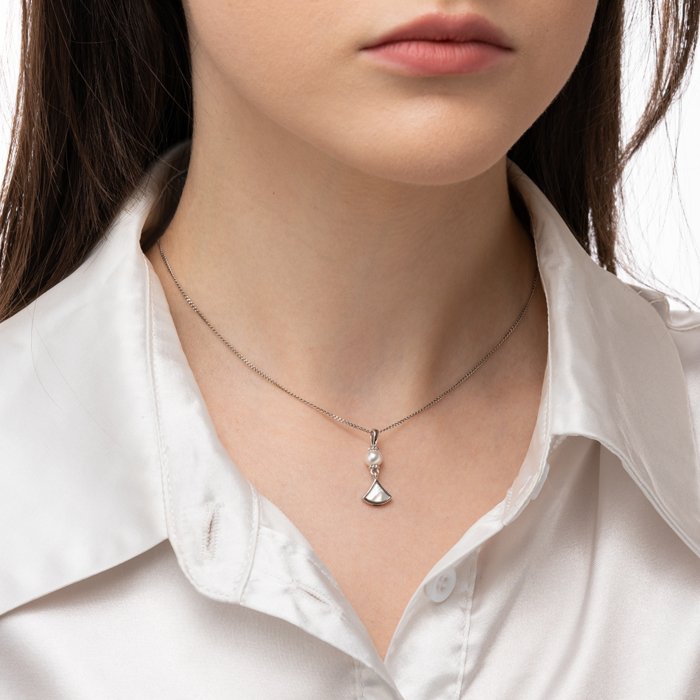 Срібна підвіска з перламутром та перлиною. Артикул HJP-862-S-P/12/4683