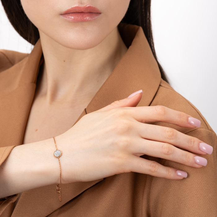 Золотой браслет с фианитами. Артикул 7205/66024-3/01/1/1