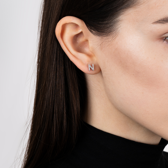 Срібні пусети з фіанітами. Артикул OE04135A-E/12/1