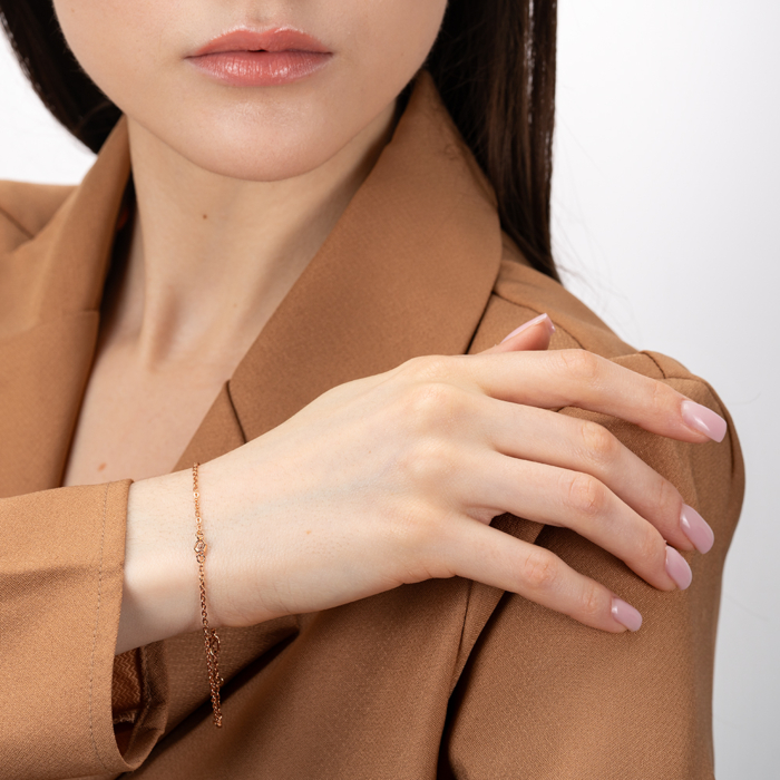 Золотой браслет с фианитами. Артикул 7215/66024/01/1/46