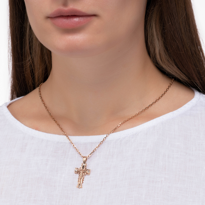 Золотий хрестик з фіанітами. Артикул 3808