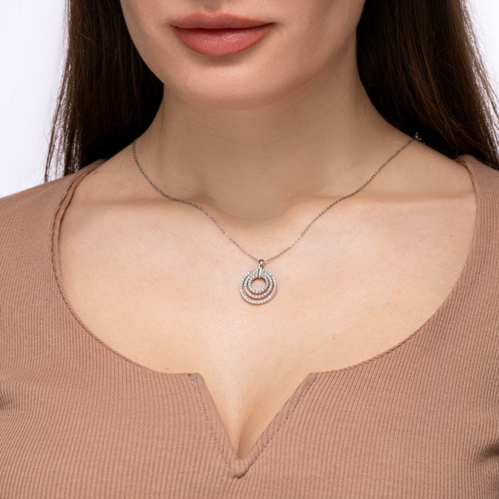 Срібна підвіска з фіанітами. Артикул F-125-P/12/1