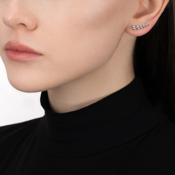 Срібні сережки-кафи з фіанітами. Артикул OE02134B-E/12/1