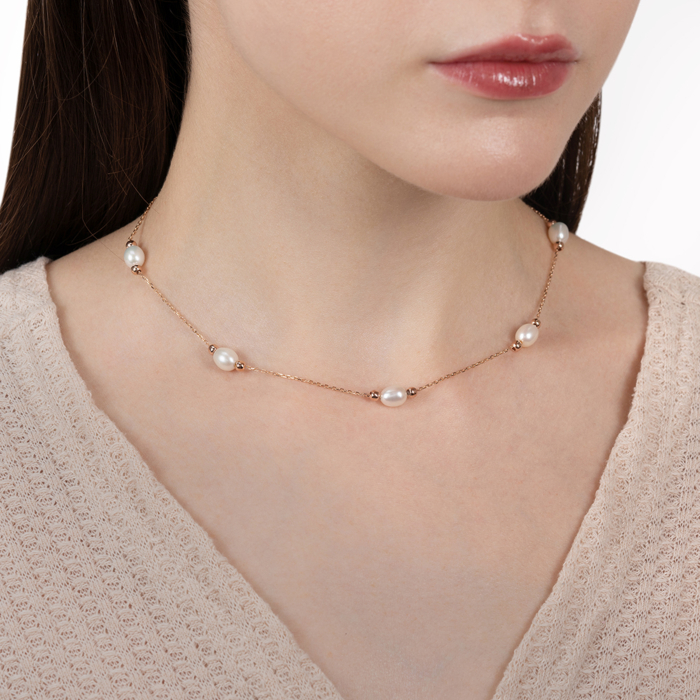 Золоте кольє з перлами. Артикул F-K-2548-K/01/21049