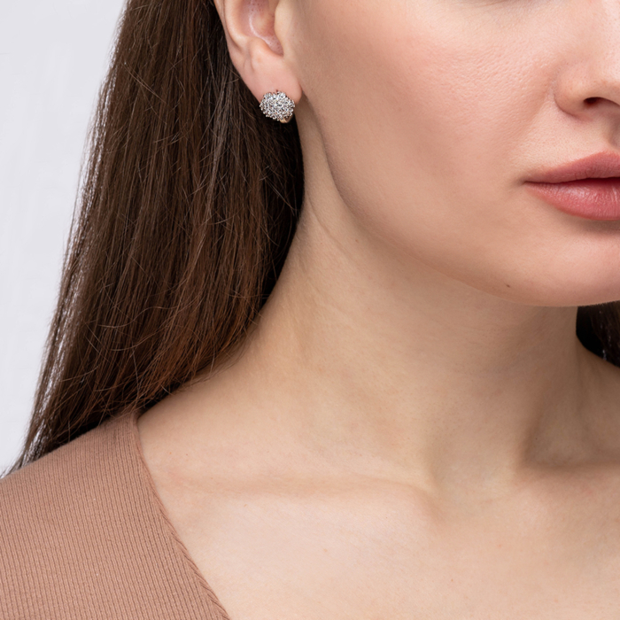 Срібні сережки з фіанітами. Артикул F-154-E/12/1