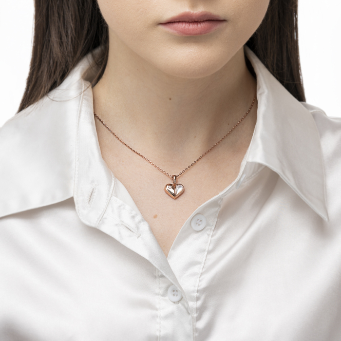 Срібна позолочена підвіска з перламутром та фіанітом. Артикул HJP-869-ROSE-P/17/4510