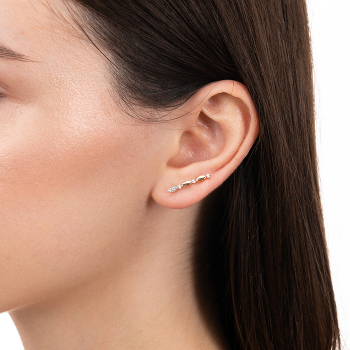 Золоті кафи з фіанітами. Артикул 23641/01/1/3