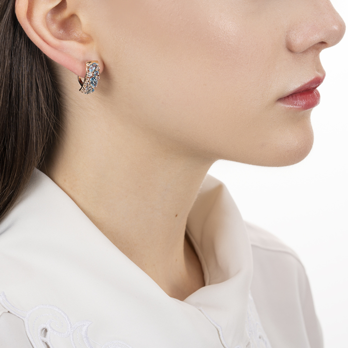 Золоті сережки з топазом та фіанітами. Артикул 540025-1/01/0/5749