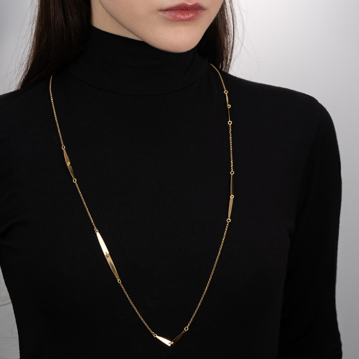 Срібне позолочене колье. Артикул CLT 11729 G-K/20