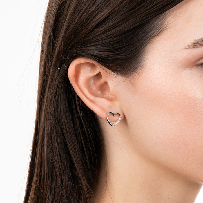 Срібні сережки з фіанітами. Артикул 8EA0303-E/12/1