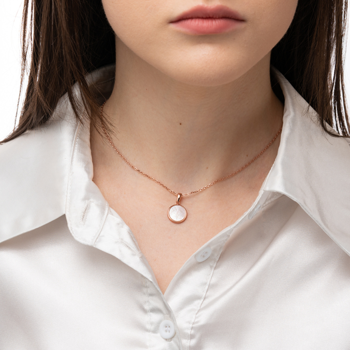 Срібна позолочена підвіска з перламутром. Артикул HJP-852-ROSE-P/17/1783