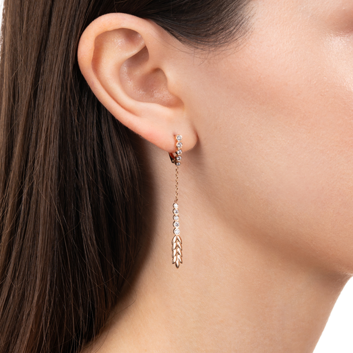 Золоті сережки з фіанітами. Артикул 22586/01/0/435