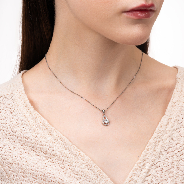 Срібна підвіска з фіанітами. Артикул SP00473-P/12/1