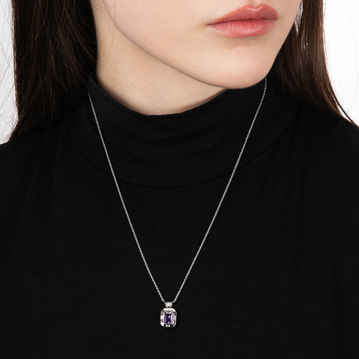 Серебряное колье с фианитами. Артикул ON02887AA-K/12/1509