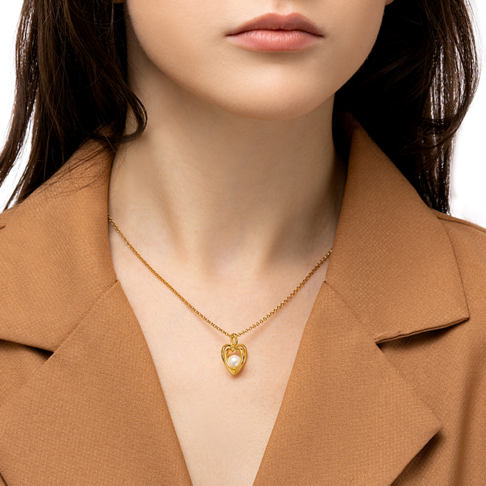 Срібна позолочена підвіска з перлиною. Артикул GP14149A-P/20/4570