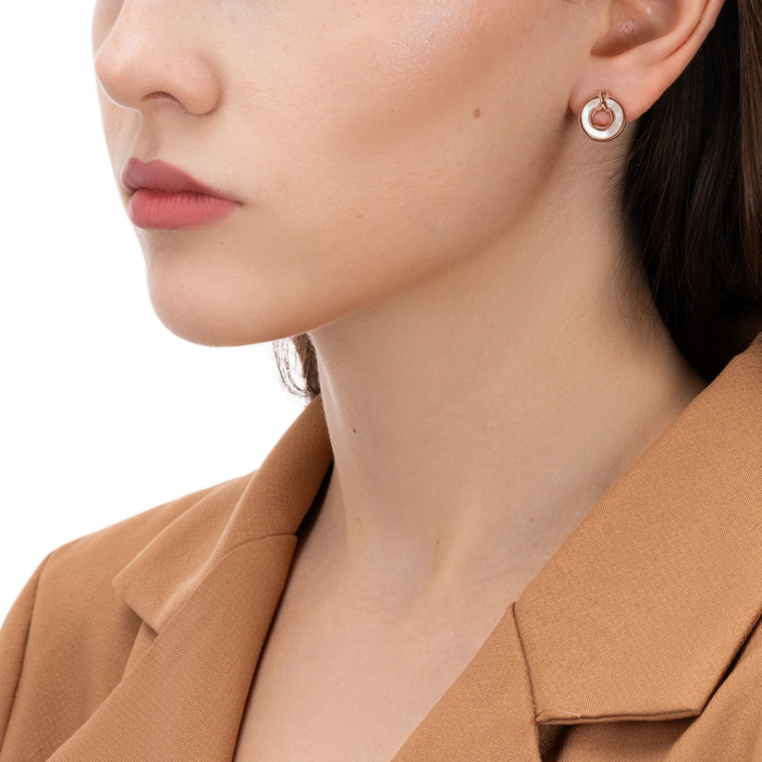 Серебряные позолоченные серьги с перламутром. Артикул HJES-867-ROSE-E/17/4534