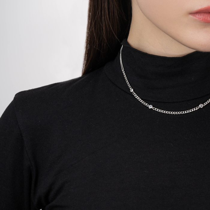 Серебряное колье с фианитами. Артикул CLT 10217 RH-K/12/1