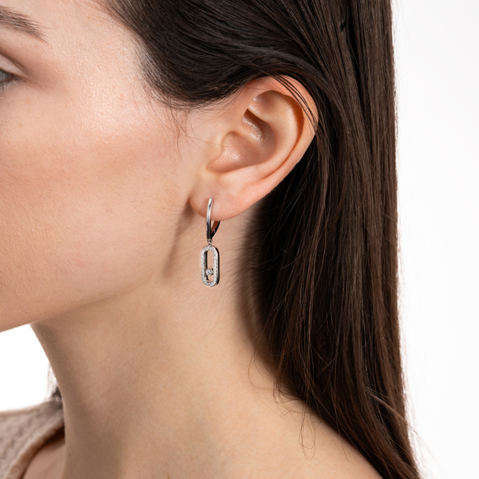 Серебряные серьги с фианитами. Артикул PDE07778-E/12/1