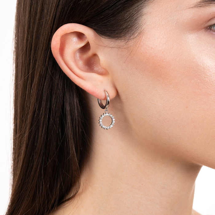 Срібні сережки з фіанітами. Артикул PB05233-E/12/1