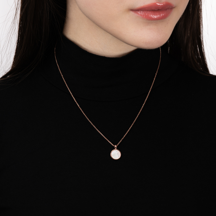 Серебряное позолоченное колье с перламутром. Артикул CLT 10686 P-K/17/1783