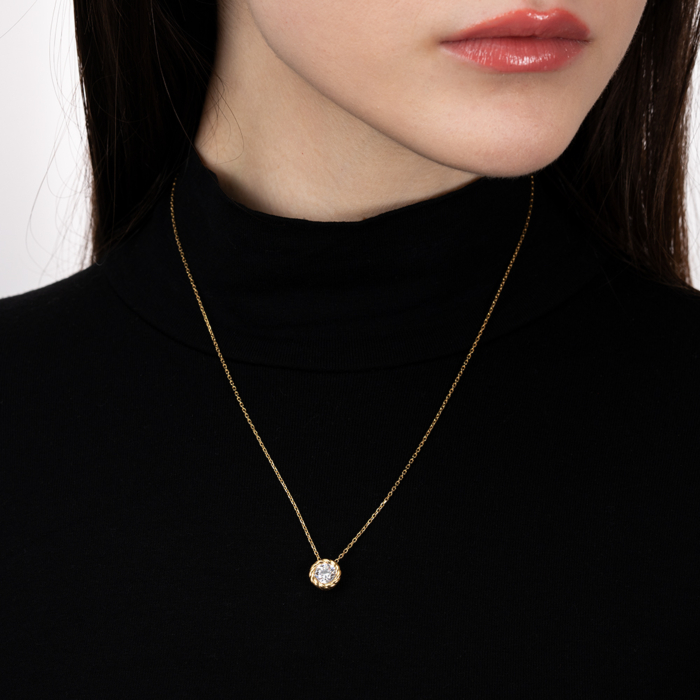 Серебряное колье с фианитом. Артикул CLT 11871 G-K/20/1