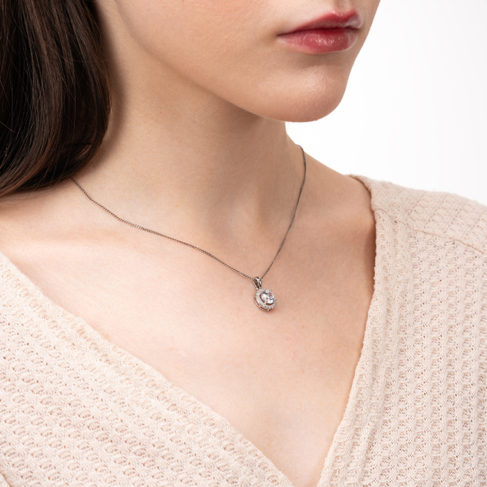 Срібна підвіска з фіанітами. Артикул PS00336-P/12/1