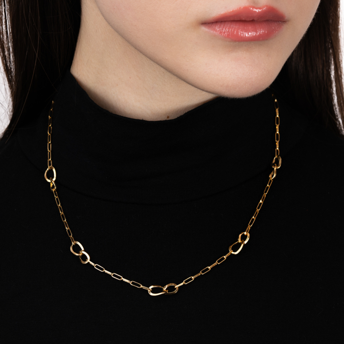 Серебряное позолоченное колье. Артикул CLT 10646 G-K/20