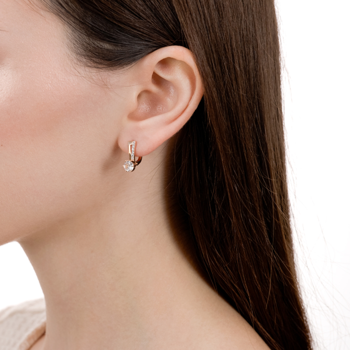 Золотые серьги с фианитами. Артикул 23480/01/1/16