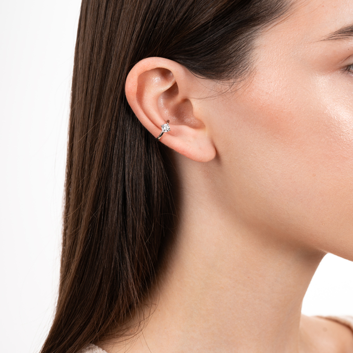 Серебряная серьга-каффа с фианитом. Артикул TE-1585-S-E/12/1