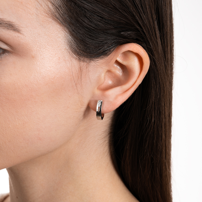 Срібні сережки з фіанітами. Артикул ISA0136-E/12/1