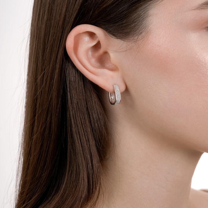 Серебряные серьги с фианитами. Артикул B00733-E/12/1