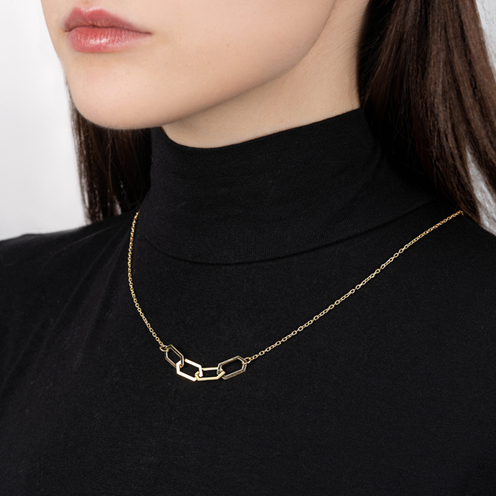 Серебряное позолоченное колье. Артикул CLT 11637 G-K/20