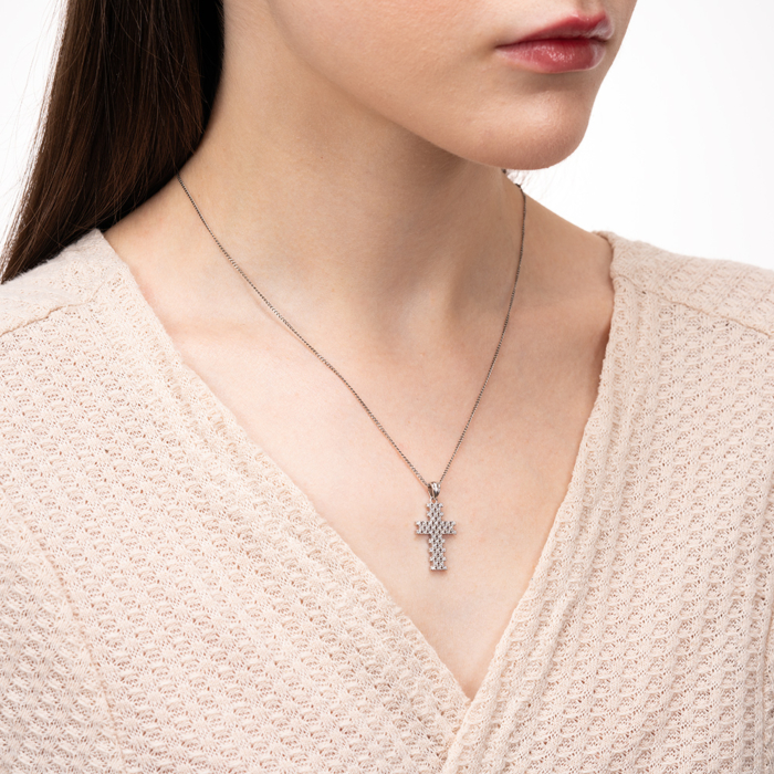 Срібний хрестик з фіанітами. Артикул G00016-P/12/1